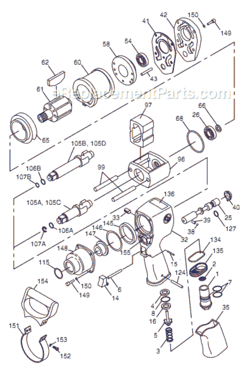 Page A Diagram and Parts List for CP771-6 T025274 Chicago Pneumatic Wrench